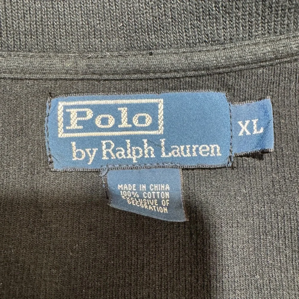 Polo Ralph Lauren Mens XL Black Quarter Zip Pullover Cotton Knit Sweater Pony